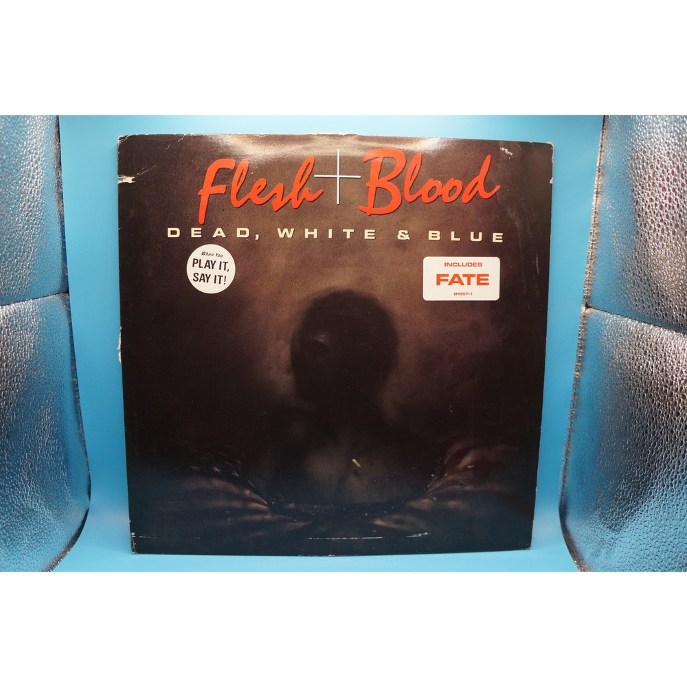 Flesh + Blood Dead White & Blue Vinyl LP 1989 Atlantic 81957-1 Promo Hard Rock
